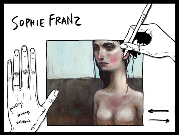 Screen Cap of Sophie Franz artist's website featuring her work and signature on the home page