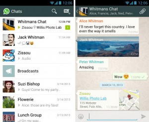 screen cap of WhatsApp app