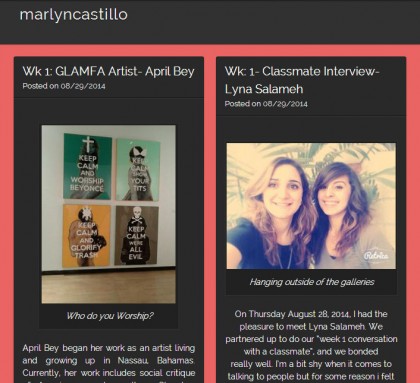 screen cap of Marlyn Castillo's home page