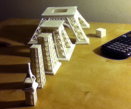 5 segments of a 3D printed Eiffel Tower