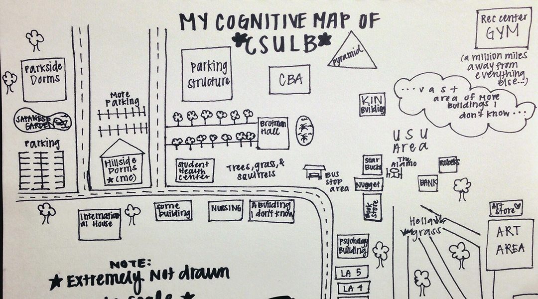 student drawn cognitive map of the CSULB campus